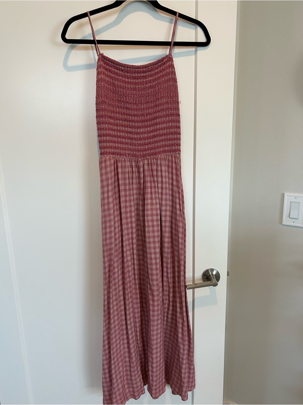 Dusty Rose Gingham Maxi Dress